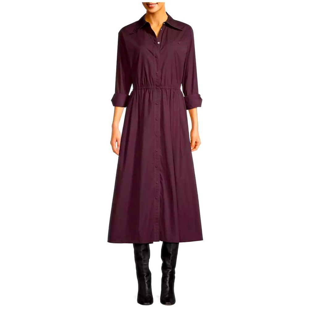 Tory Burch, Ankle-length Eleanor Shirtdress, Plum, size 10